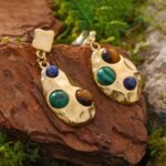 Colorful Natural Stone Statement Earrings: Stainless Steel, ZA Charm, Waterproof, Trendy Jewelry - Aretes De Mujer