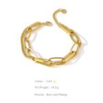 Golden Metal Texture Link Chain Bangle: Fashion Stainless Steel Bracelet for Women, Exquisite Jewelry