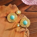 Blue Amazonite Stone Stainless Steel Dangle Earrings: Gold Color, Fashion Jewelry, Rust-Proof, Gala Gift for Women