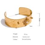 Celestial Resin Cuff Bangle Bracelet: Stainless Steel, Gold Color Texture, Fashion Chic Jewelry, Gala Gift, Waterproof