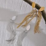 Chic Long Chain Tassel Earrings: Stainless Steel, Women's 18K PVD Plated, Waterproof, Temperament Stylish Jewelry