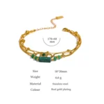 Stainless Steel Natural Stone Green Multi-Layer Bracelet: Handmade, Trendy France Fashion, Christmas Gift Jewelry for Women