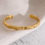 Chic Open Charm Bangle: Minimalist Gold Color Stainless Steel Bracelet