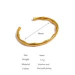 Metal Texture Bamboo Bracelet: Waterproof Stainless Steel, 18K Gold Plated Charm, Fashion Jewelry for Bijoux Femme