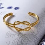 Waterproof Knot Cuff Bracelet: 18K Gold Plated Stainless Steel, Statement Fashion Personality Charm Jewelry for Women