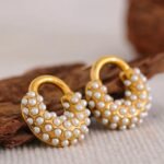 Exquisite Imitation Pearls Geometric Stud Earrings - Stainless Steel, 18K PVD Gold Plated, Trendy Charm