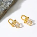 Imitation Pearls Geometric Stud Earrings: Stainless Steel, Unusual, 18k Gold Color Texture, Charm Fashion, Korean Jewelry Gift
