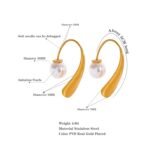Waterproof Minimalist Imitation Pearls Earrings - Stainless Steel, Personality Chic, 18K Gold Plated, Trendy Women's Jewelry Gift