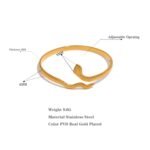 Snake Fashion Bracelet: 316 Stainless Steel, Open Charm Bangle, Golden Wrist Jewelry, Animal Statement, Waterproof