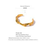 Irregular Geometric Open Cuff Bangle: Waterproof 18K Gold Color Stainless Steel Bracelet