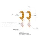 Charm Twisted Texture Pearl Drop Earrings: Stainless Steel, Stylish Golden PVD, Waterproof Jewelry for Women - Aretes