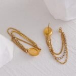 Fashion Tassel Drop Earrings: Stainless Steel, Golden Chain, Cubic Zirconia, Long Party Earrings for Women Jewelry