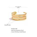 Gold Statement Cuff: Stainless Steel, Multi-Layered Metal Texture, Waterproof Fashion Bracelet