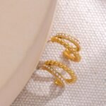 Vintage Imitation Pearls Geometric Charm Earrings: 18K Gold Plated Stainless Steel, Women's Fashion, Waterproof Jewelry