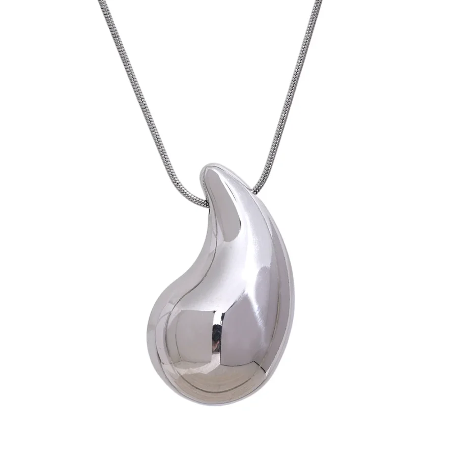 Trendy Waterproof Stainless Steel Big Water Droplet Necklace - Hot Fashion Accessory