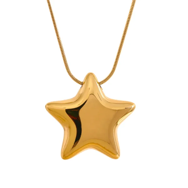 Attractive Women's Accessories: 316L Stainless Steel Star Pendant Necklace - Waterproof 18K PVD Plated Metal Fashion Jewelry