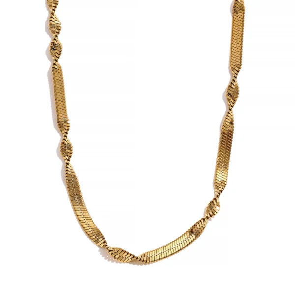 Unique Snake Chain Set - Stylish New Stainless Steel Necklace and Bracelet, 18K Gold Plated Jewelry