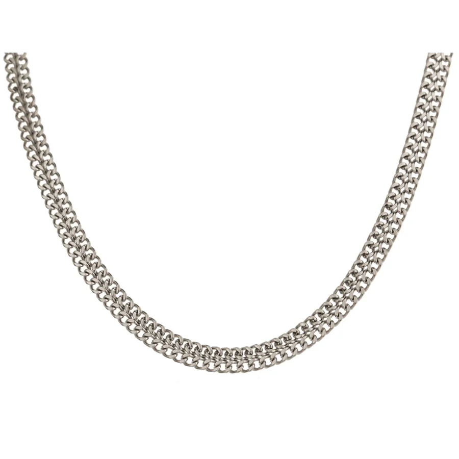 High-Quality Double Layer Necklace - Fashion Flat Chain, Stainless Steel, 18K Metal Texture Collar Necklace