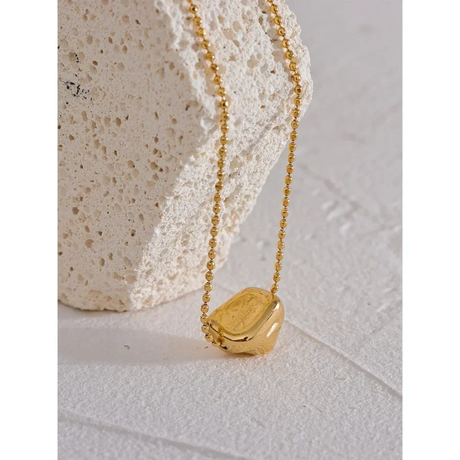 Geometric Cast Pendant Necklace - Stylish and Unique Stainless Steel, 18K Gold-Plated Metal