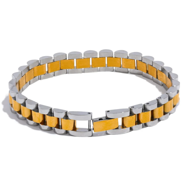 Sleek Stainless Steel Chain Bracelet – Simple 18K Plated, Heavy Metal Texture, Fashion Jewelry for Women – Party Gift, Waterproof