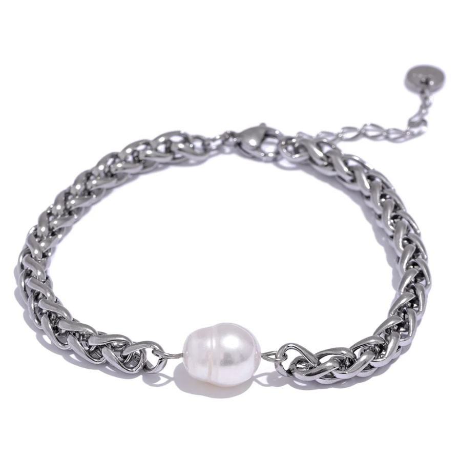 316L Stainless Steel Natural Pearl Cuban Chain Bracelet - Women's Gold and Silver Color Jewelry - Bijoux Femme Gala