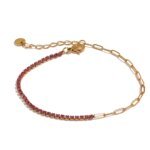 Radiant Elegance: Thin Stainless Steel Chain Bracelet with Colorful Cubic Zirconia - 18K Gold-Plated Exquisite Trendy Jewelry for Women
