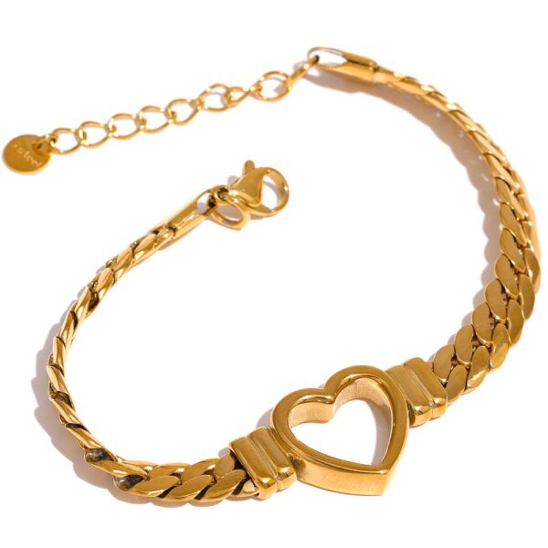 Wrist Over 40mm Fit: High-Quality Love Heart Cuban Chain Stainless Steel Metal Bracelet – Waterproof Jewelry