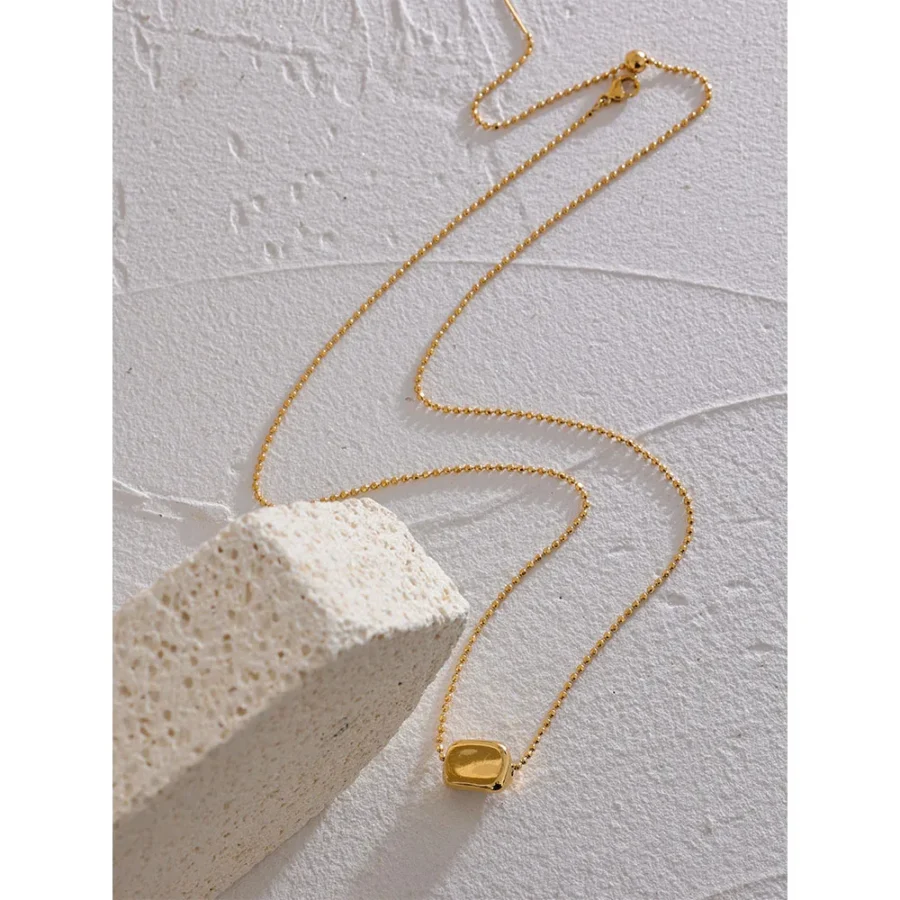 Geometric Cast Pendant Necklace - Stylish and Unique Stainless Steel, 18K Gold-Plated Metal