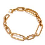 Minimalist Geometric Stainless Steel Golden Chain Bangle Bracelet - Waterproof Women's Jewelry Gift