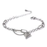 Heart Double-Layered Bracelet: Trendy Stainless Steel Metal Texture Charm Jewelry