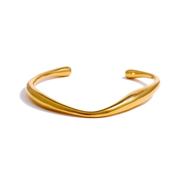 Minimalist Texture Wrist Bracelet: Opening 316 Stainless Steel Bangle in Gold Color