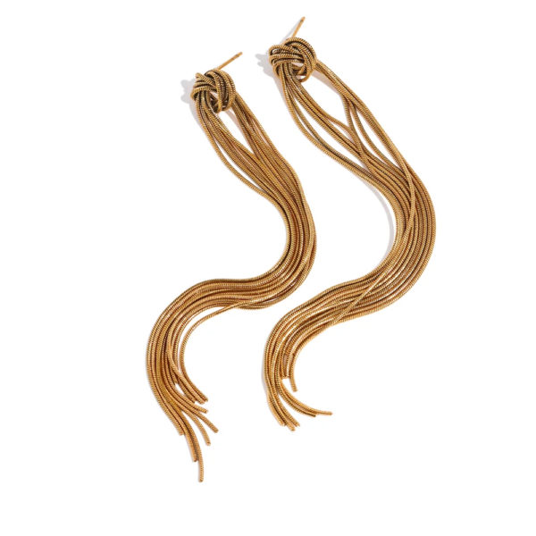 Waterproof Tassel Drop Knot Earrings: Stainless Steel, Gold Silver Color, Charm Temperament, 2023 Jewelry