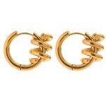 Stainless Steel Twisted Hoop Earrings: Waterproof PVD Gold Plated, Fashion Geometric Metal Jewelry - Aretes De Mujer
