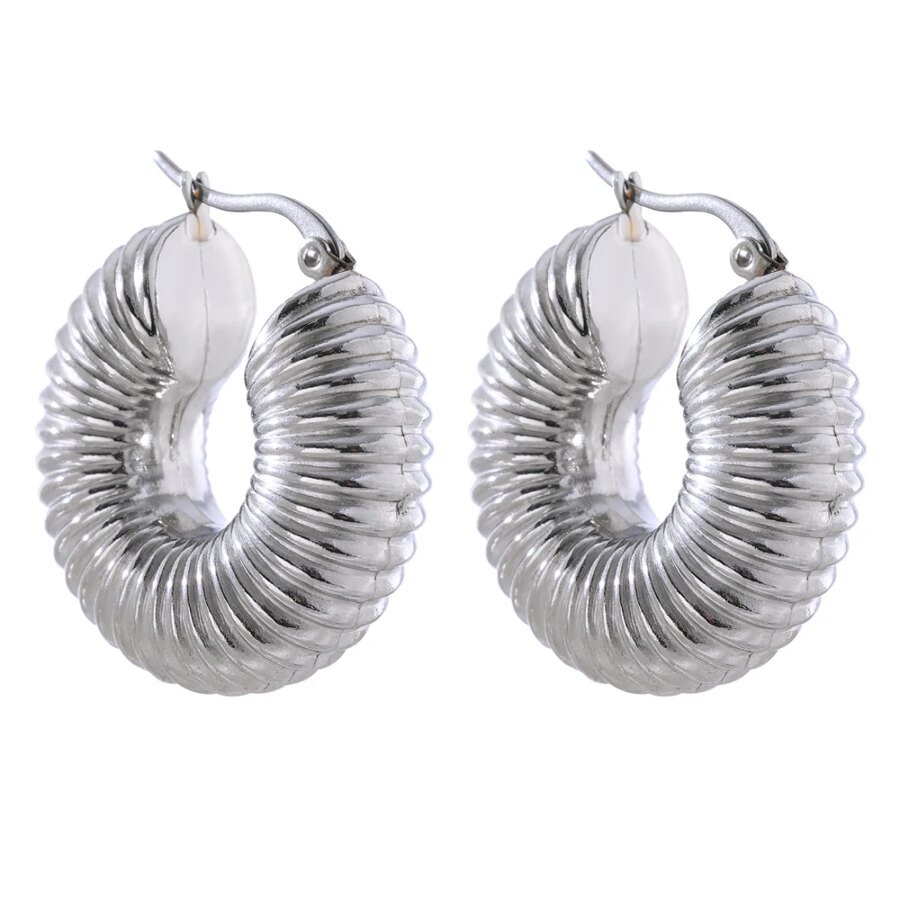 Trendy Round Hoop Earrings: Gold Stainless Steel, Bijoux Ete, New Metal, 18K Plated, Waterproof