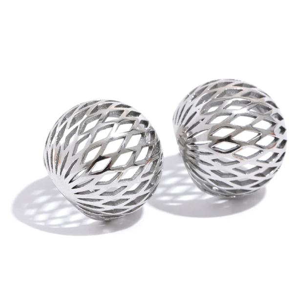 Geometric Hollow Round Earrings - Stainless Steel, Allergy-Preventive, Daily Stylish Jewelry