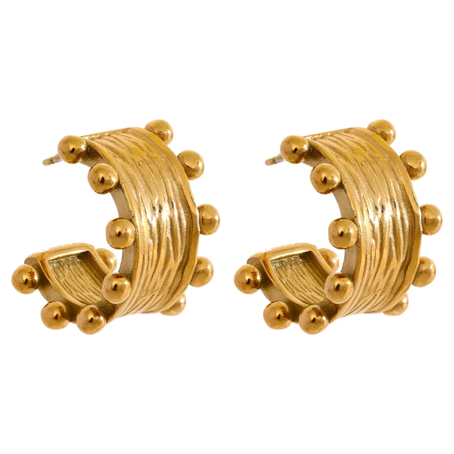 French Fashion 18k Gold-Plated C-Shape Hoop Earrings - High-Quality, Geometry Charm, Waterproof