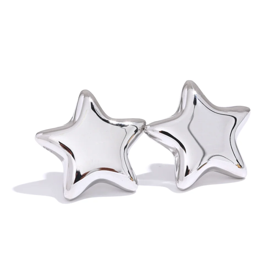 Trendy Star Small Stud Earrings - Stainless Steel, Cute 18K Gold Plated, Rust-Proof