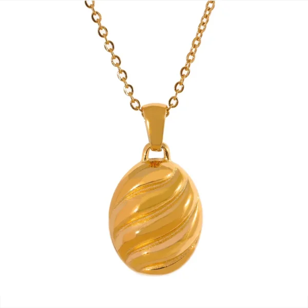 Fashionable Geometric Pendant Necklace - 18K Gold Color Stainless Steel Basic Jewelry