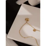 Trendy 18K PVD Gold-Plated Stainless Steel Choker Necklace with Round Metal Pendant - Boucle D'Oreille Femme Jewelry
