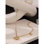 Trendy 18K PVD Gold-Plated Stainless Steel Choker Necklace with Round Metal Pendant - Boucle D'Oreille Femme Jewelry