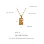 2023 Personalized Jewelry: Statement Body Square Pendant Stainless Steel Necklace - Gold Color Texture Metal