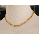 Unisex Fashion Collar Necklace - Stainless Steel Handmade Chain, Waterproof Charm Metal, Gold Color
