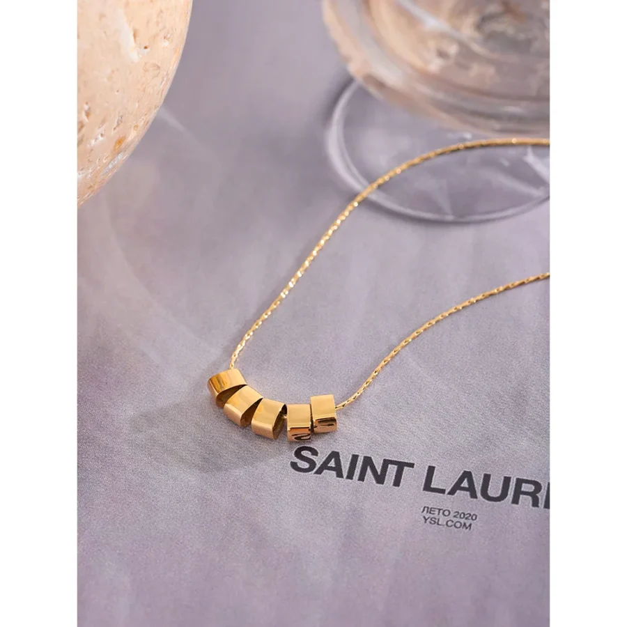 Chic Geometric Pendant Necklace - High-Quality Stainless Steel, Exquisite Design, Gold Color, 18K Plated