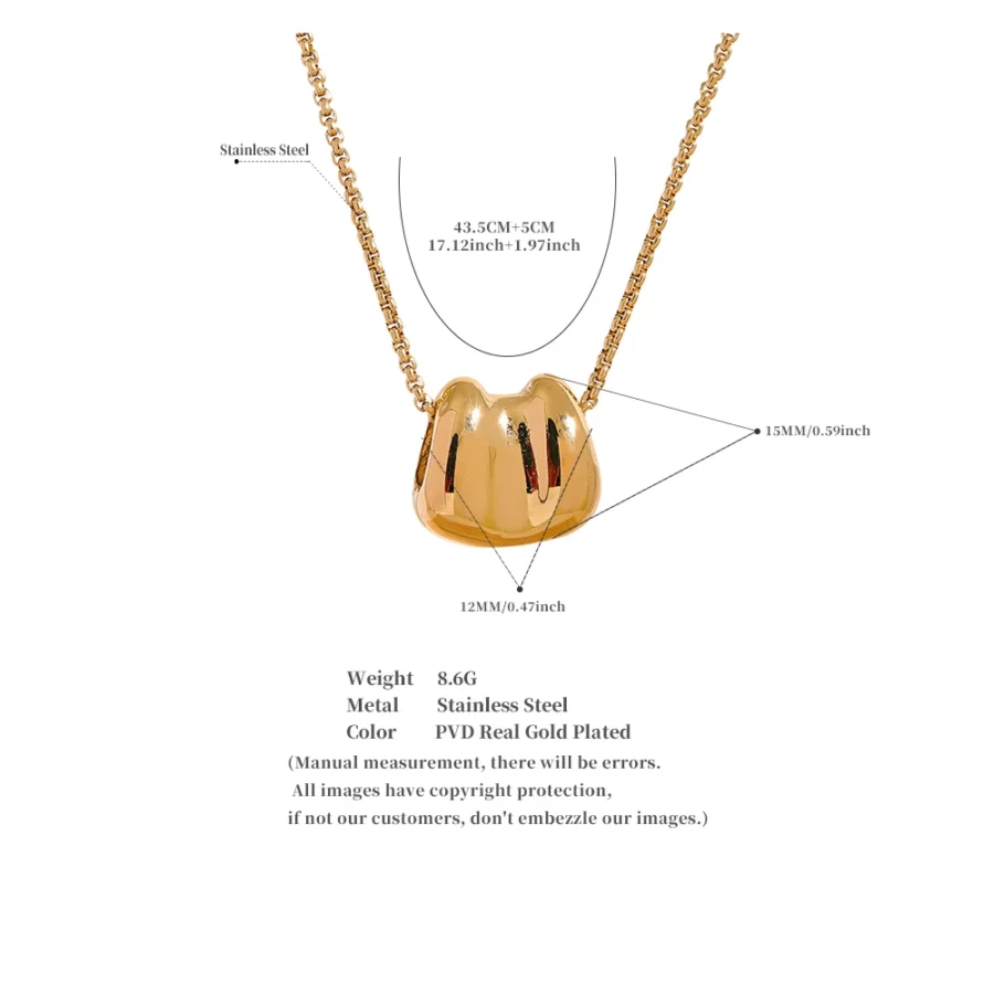 Fashionable Geometric Cast Pendant Necklace - 316L Stainless Steel, Unisex Men Women Jewelry