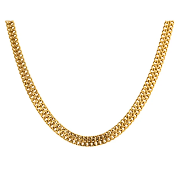 High-Quality Double Layer Necklace - Fashion Flat Chain, Stainless Steel, 18K Metal Texture Collar Necklace