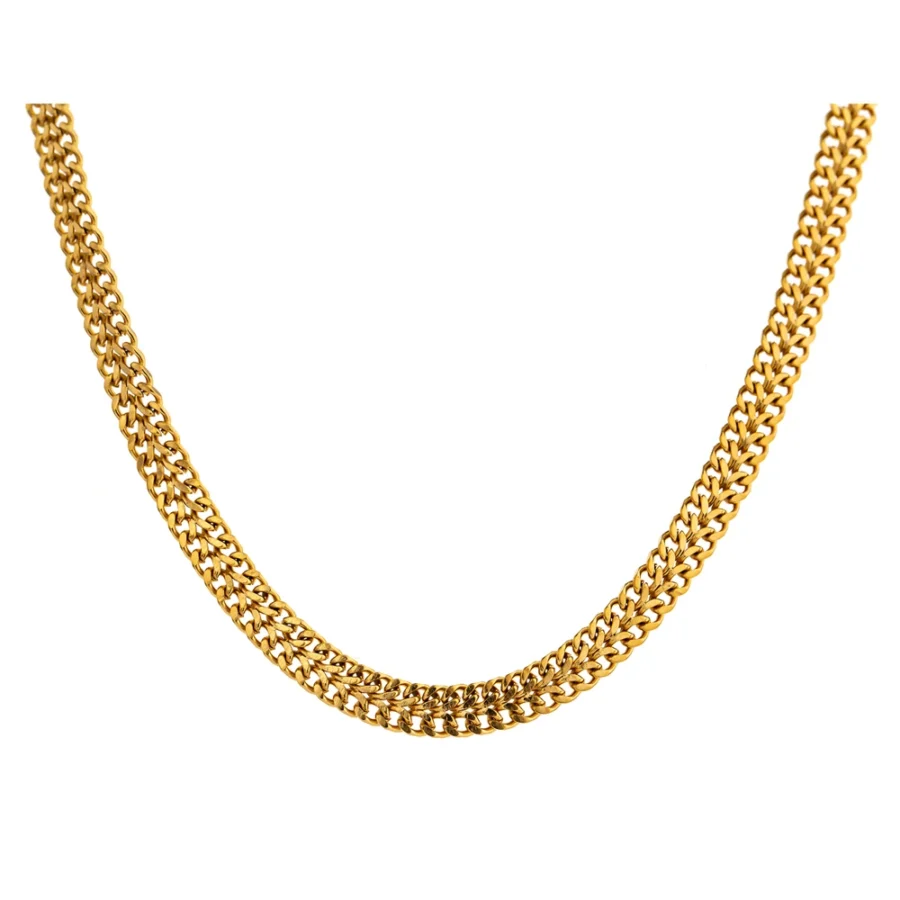 High-Quality Double Layer Necklace - Fashion Flat Chain, Stainless Steel, 18K Metal Texture Collar Necklace