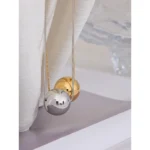 Stylish 18K Gold-Plated Stainless Steel Round Ball Pendant Necklace - Minimalist Rust-Proof Clavicle Charm Jewelry (20mm)