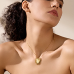 2023 Vintage Heart Cast Pendant Necklace - Stainless Steel Gold Color, Waterproof Fashion Accessories