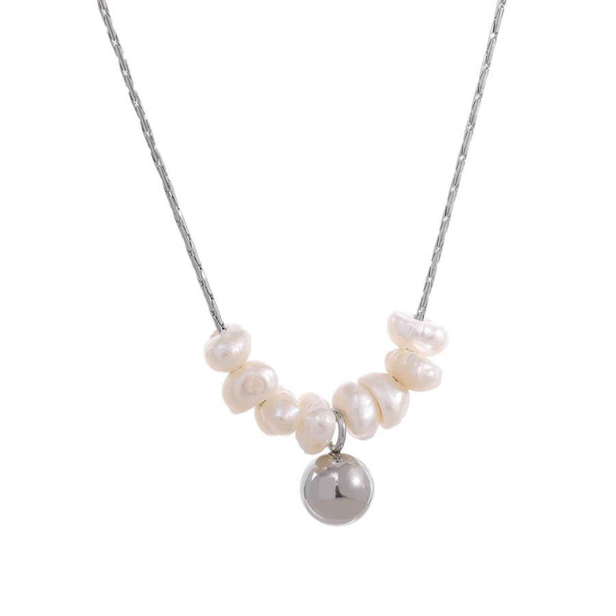 Korean Gentle Charm: Summer Natural Freshwater Pearls Delicate Necklace - Stainless Steel Fashion Jewelry for Women