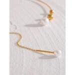 Trendy Korean Jewelry: New Collar Metal Gold Color Necklace with Imitation Pearls Drop - Delicate Stainless Steel Torques for Women